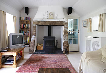 lounge with woodburner stove